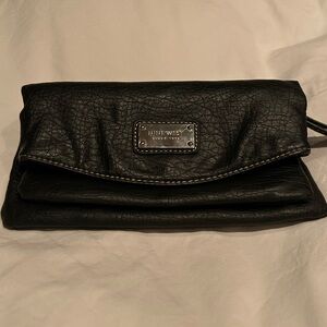 Nine West Textured Black Wristlet Clutch